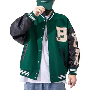 Mens Varsity College Jacket Baseball Bomber Jacket Vintage Sweatshirt Casual Unisex Streetwear Coats with Patch