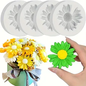 Four piece daisy candle aromatherapy silicone mold suitable for Molding DIY handmade soap production, car aromatherapy, etc