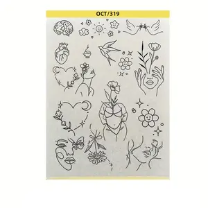 Pre-Drawn Tattoo Transfer Paper Roll, Pre-Drawn Patterned Tattoo Stencil Sheet, Easy Application Temporary Tattoos, Ideal for DIY Body Art