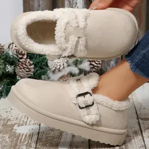 Women's Chunky Sole Mini Snow Boot Fuzzy Slippers Comfortable Indoor Outdoor Plush Footwear