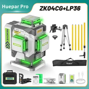 Huepar PRO ZK04CG Laser Level with LP36 Tripod 4D Green Cross Line Laser Level Tool High Accuracy with 8000mAh Rechargeable Li-ion Battery