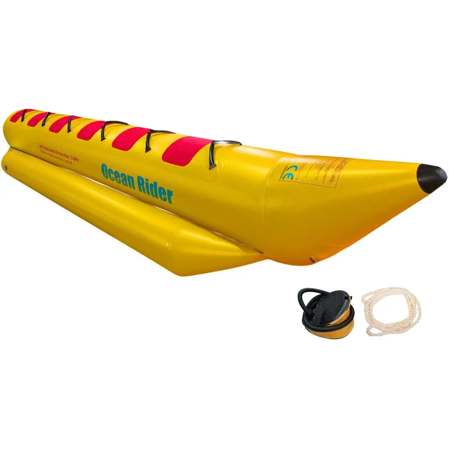 Ocean Rider Towable Banana Boat for Water Sports, Heavy Duty 1000D PVC Inflatable Towable with Multi-Chamber Design, UV & Saltwater Resistant