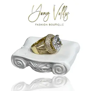 Luxury Princes Gold Plated Women's Ring with Elegant Design and Sparkling Stone