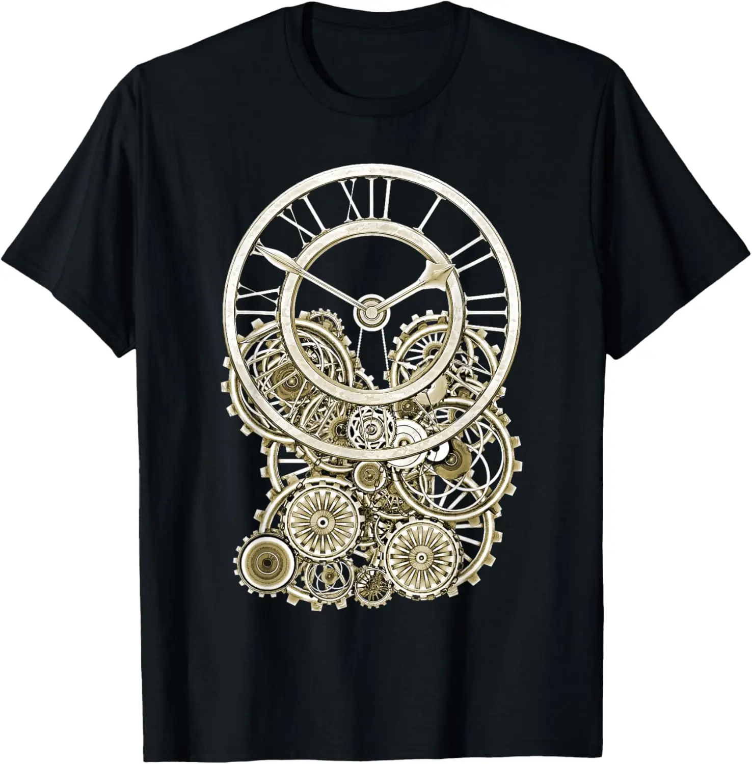 100%cotton Vintage Steampunk Style Elegant Steampunk Clock Steampunk T-Shirt Top Casual