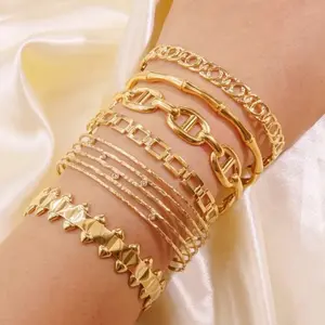 LuBlom Elegant Minimalist Bangle Adjustable Gold Stainless Steel Bracelet for Women Jewelry Gifts Perfect for Any Occasion