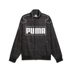 PUMA Mens Archive Seasonal Relaxed Racer Jacket Athletic Outerwear Casual - Black