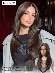 Women's Medium Length Straight Wig, Glueless Wig, No Glue Lace Design, Comfortable Breathable Mesh Cap, Perfect for Daily Wear, All-Season Use