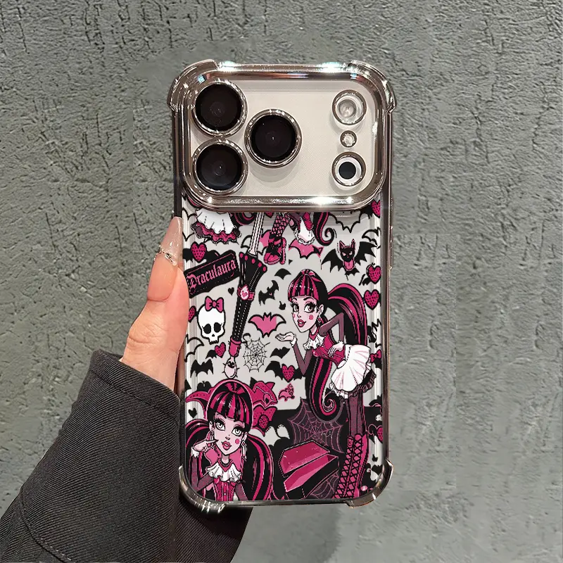Monster High Draculaura Collage iPhone 17 AIR 17 PRO 16 PRO 15  PRO MAX  14 PLUS 13 PRO 12 11 series (silicone softshell) airbag anti-drop and shockproofmobile phone protective case, Accessories, Smartphone