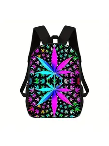 1pc Lightweight Black Unisex Printed Backpack, Printed Duffel Bag - Adjustable Shoulder Strap, Unisex School Bag, Casual Travel and Commuter Bag, Zipper Closure, Sports Gear Bag |Minimalist Design | Lightweight Backpacks, Travel Backpacks