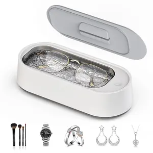Ultrasonic Jewelry Cleaner, Professional 45KHz Ultrasonic Cleaner Machine for Jewelry, Rings, Glasses, Retainers, Watch Strap, Dentures, Mouthguard, Razors, 14.88 oz 304 Stainless Steel (White)