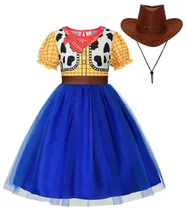 Girls Cowboy Costume Woody Costume Kids Toddler Woody Outfit Dress Up for Halloween Birthday with Brown Cowboy Hat Girls'