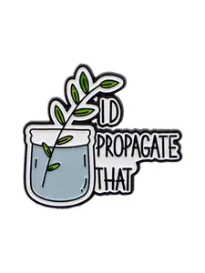 "I D PROPAGATE THAT" Cute Cartoon Plant Brooch Pin, Durable Metal Pins, Zinc Alloy Badge, Fashion Jewelry Accessory, Perfect Gift for Her, All Seasons Casual Vintage Style