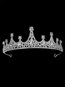 Silver Color Crystal Princess Crown Headpiece, Women & Girls Birthday Party Accessory, Sparkling Diamond Queen Crown for Celebrations