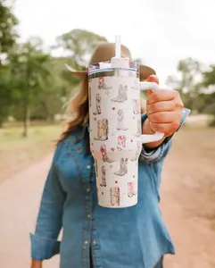 Cowgirl Club Pink Boots 40 Oz Tumbler