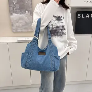 Japanese-Style Denim Tote Shoulder Bag for Students, Luxurious Relaxed Style Versatile Casual Handbag & Backpack, Spacious Large Capacity Ideal for Shopping, Daily Commute & Everyday Use