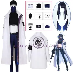 Smlz Jomae Saori Cosplay Game Blue Archive Costume Woman White Trench Hat Uniform Suit Halloween Saori Outfit Wig for Girl gift