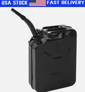 5 Gallons Jerry Can with Spout 20L Liter Steel Oil Gas Tank Gasoline Black