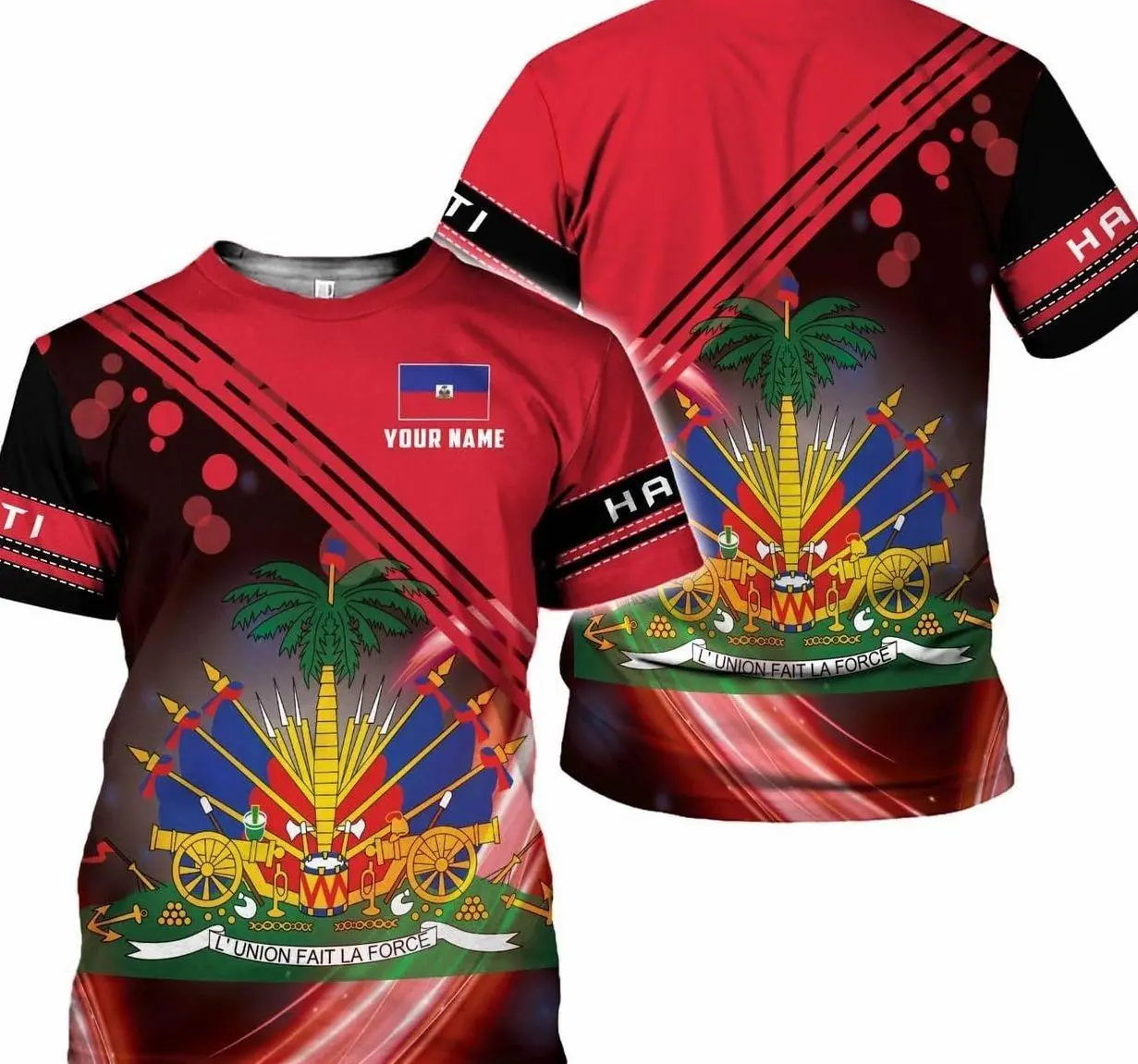 Men's Loose Classic Long Sleeve 3D Sublimation Print Polo Shirt - Unisex Haitian Flag Pride Casual Polyester Top, Personalized Heritage Apparel, Sizes S-5XL QYOP, Breathable, Fabric, Menswear, Personalized Gift, Oversized, Poly Spandex