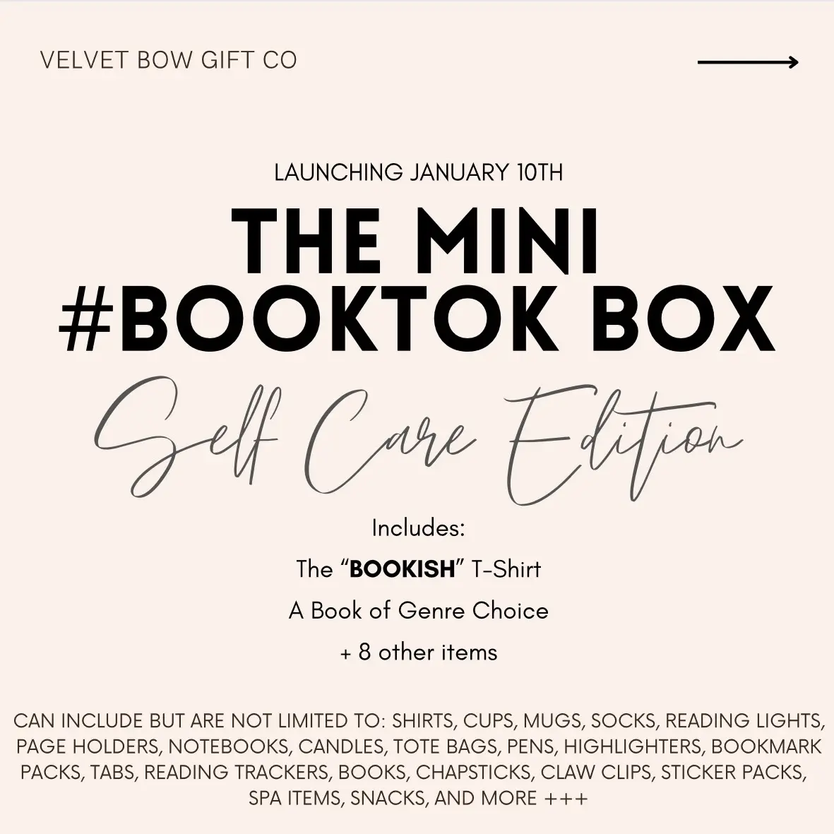 Mini #BookTok Gift Box: Self Care Edition (soft cover and crew neck shirt, with reading & self care essentials)