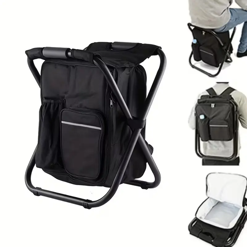 Portable Cooling Chair, 3-In-1 Cooler Backpack, Foldable Stool, Waterproof, Ideal for Hiking, Beach, Fishing, Camping, Bbqs