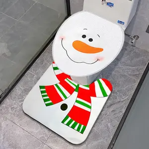 2 Piece Christmas Quirky Snowman Pattern Bathroom Rug Set, Soft & Comfortable, Anti-Slip, Water-Absorbent & Breathable, Suitable for Bathroom, Kitchen, Living Room & More, Cozy Christmas Home Decor, Bathroom Mat Set