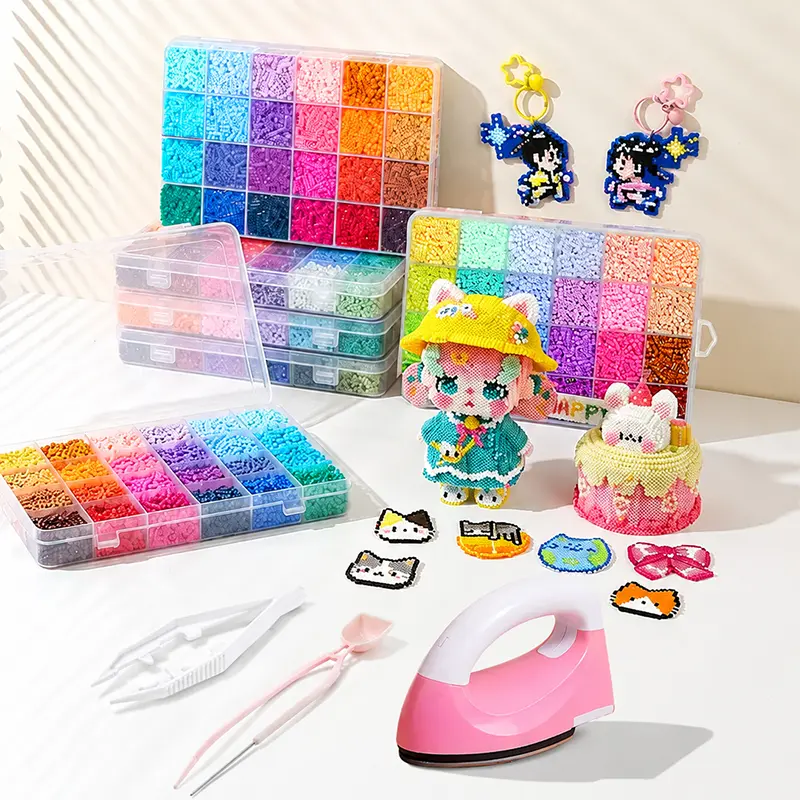 120-Colors Fuse Beads Kit, 3D Pixel Puzzle Melting Beads Set with Pegboards, Ironing Paper, Tweezers & DIY Beading Accessories, Arts & Crafts Kit for Kids & Adults, Jewelry Making & Creative Room Decor Gifts,Teacher appreciation gifts,Graduation gifts
