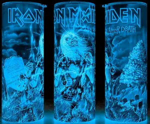 Glow in the Dark Iron Maiden Live After Death Heavy Metal Cup Mug Tumbler 20oz with Lid and Straw - Stainless Steel & Plastic - Elegant Drinkware for Heavy Metal Fans! Flasks Reusable