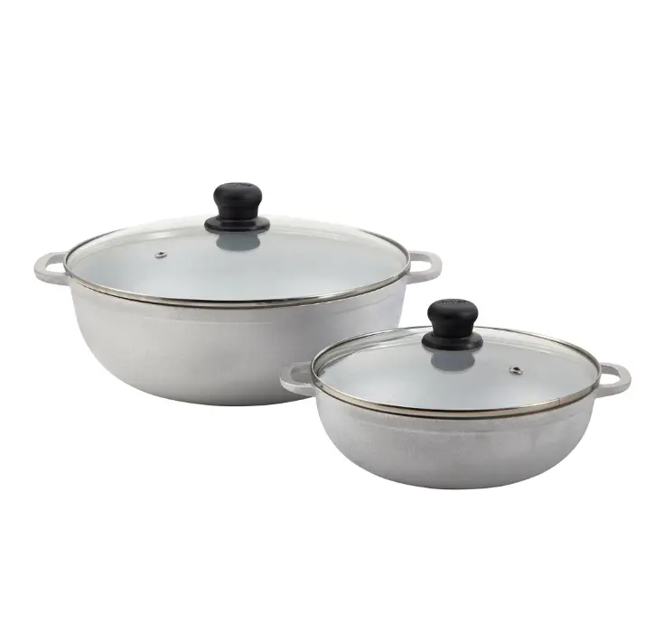 IMUSA 2.5/7.0qt Cast Aluminum Caldero 2pc Set with Glass lid - 22/30cm