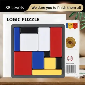 Logic Puzzle Brain Teaser Game, 88 Challenging Puzzles for Kids & Adults, Portable Travel Toy