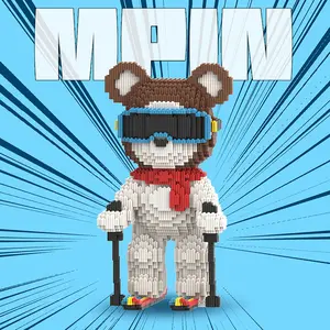 Ski Bear Set, 3650 Pieces 32cm High,  Building Blocks Creative Construction Toy, Gift for Boys & Girls, Home Decor Decoration, Building Block Sets