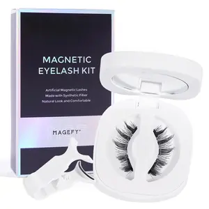 Magnetic Eyelash Kit, 1 Set Reusable Glue-free Fake Eyelashes with Tweezers, Diy Dramatic Lashes, Natural Long Fluffy Faux Soft Hair Light Eye Makeup Tool for Beauty Travel Parties, False Eyelashes