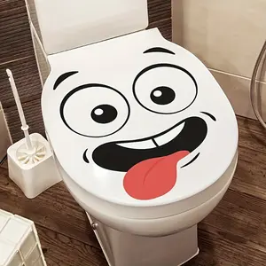 4pcs/sheet Cute Cartoon Face Self-adhesive Waterproof Vinyl Sticker, for Toilets, Rubbish Bins, Doors, Windows, Suitable for DIY Metal and Glass Surfaces