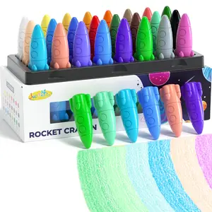 24/12 Colors Rocket Crayons, Non Toxic Washable Toddler Crayons, Palm-Grip Crayons, with Easy-to-hold for Toddlers, Crayons for Kids Art&School Supplies for Boys Girls Drawing, tiktok shop deals