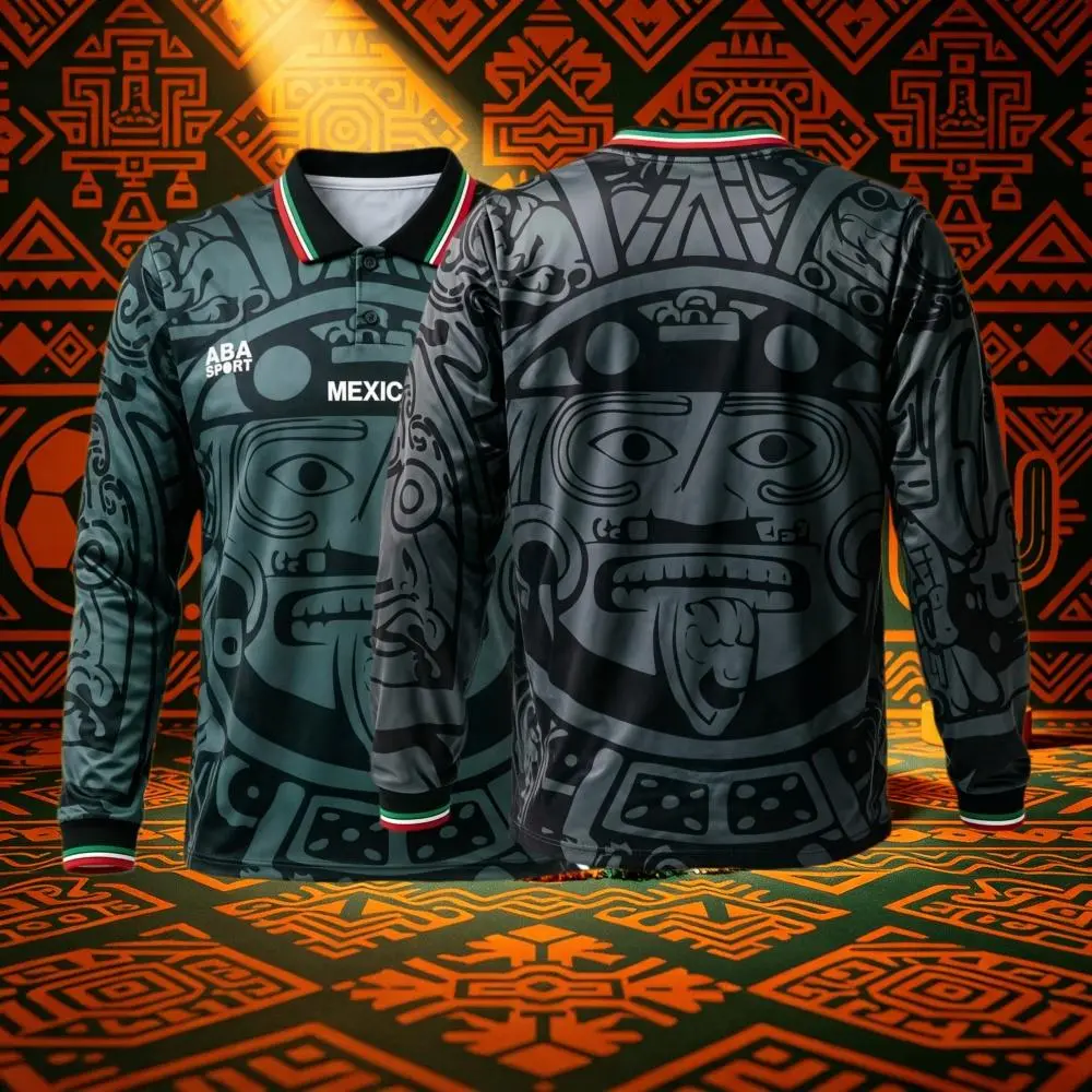 1998 Mexico National Team Third Away Black Long Sleeve Retro Soccer Jersey Breathable