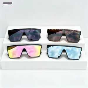 4Pcs Unisex Punk Style Polarized Sports Sunglasses, Large One Piece Frame With Sun Protection And Night Vision Yellow Tint, Unique Fashion Eyewear For Cycling Driving And Ideal Gift For Men