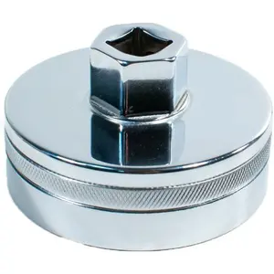 Forged Chrome Vanadium Oil Filter Wrench Socket for Toyota, Lexus, Type Oil Filter Housings - 64mm 14 Flats, Polished Chrome, Filter Removal