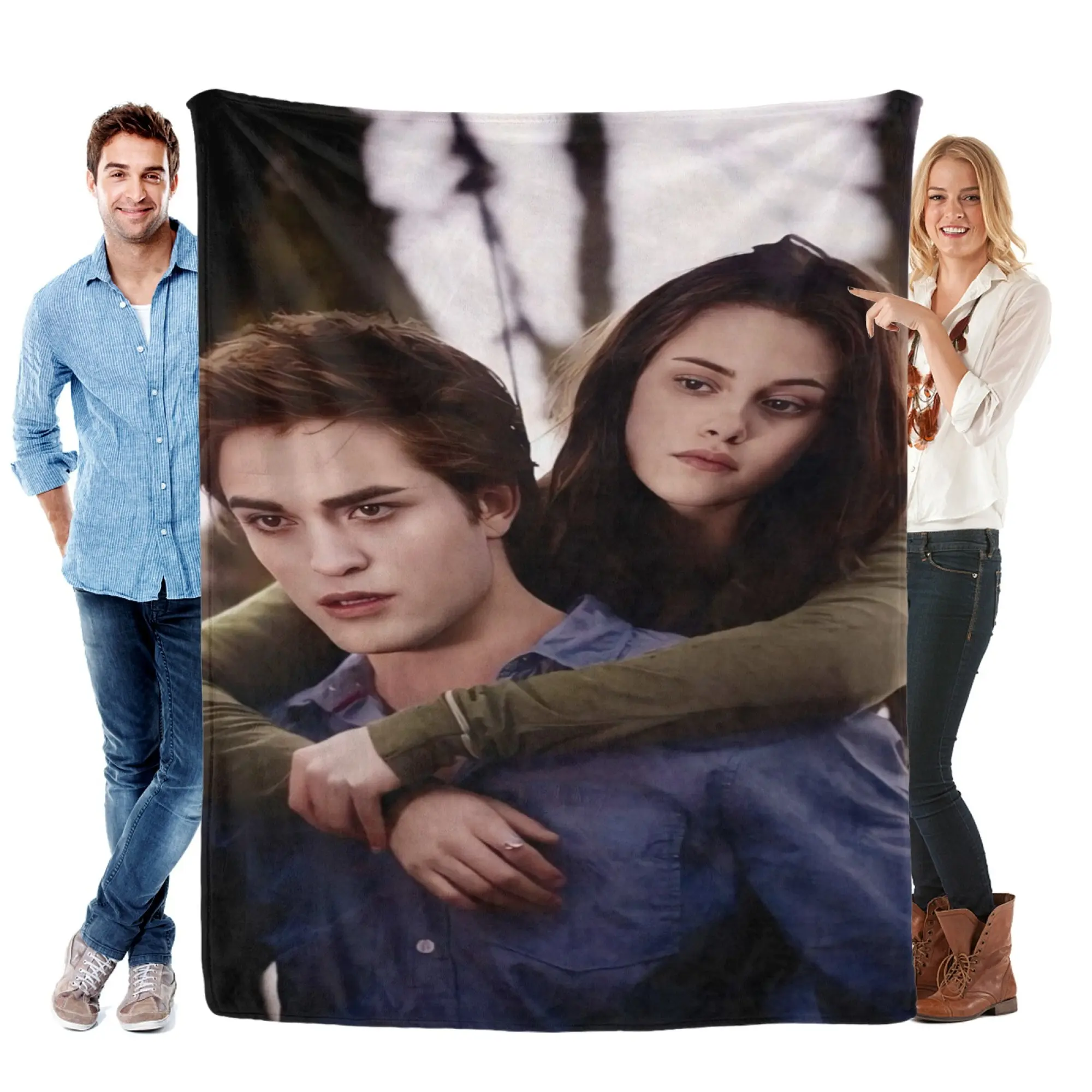 Twilight Blanket Edward Cullen Bella Swan Throw Blanket Vampire Romance Movie Inspired Fleece Blanket Soft Cozy Gift For Fans Bedroom Decor