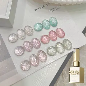 1PC 15ML Glitter Starlight Gel Nail Polish 6-colors, Ultra-Bright Sparkling Fine Shine, Vibrant Pink Green Blue Purple Teal Colors, Perfect For DIY Salon-Quality Manicures, Nail Art Design Sparkling Effect Smooth Application, Gel Nail Polish M190