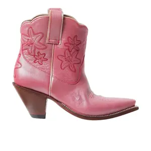 Besita Boots Womens Bliss Embroidered Snip Toe Pull On Bootie Casual Boots Ankle Mid Heel 2-3" - Pink