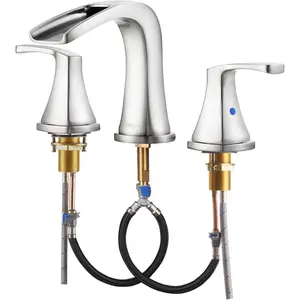 2-Handle Widespread Waterfall Roman Bathtub Faucet Tub Filler with Valve, Brushed Nickel, 1434202