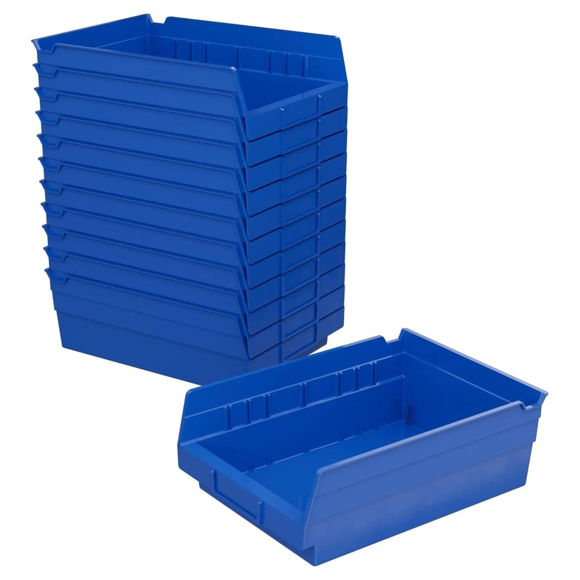 Akro-Mils 12 Pack Plastic Storage Shelf Bins, Space-Saving Organizers, Blue
