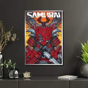 Samurai Band Poster Cyberpunk Music Art Unframed Print Waterproof HD Art Sticky Wall Home Living Bedroom Decor Trendy Room Setup Easy-To-Apply Gift