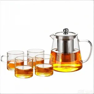 Teapot Stovetop with Infuser Set High Temperature Resistant Borosilicate Clear Tea Kettle with Cup as Home Tea Gifts for Home and Office