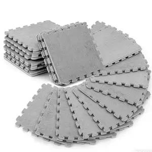 24pcs 0.4" Thickened Interlocking Tile Mats,Fluffy Shaggy Soft EVA Foam Area Rug for Living Room & Bedroom,Non-Slip Protective Floor Carpet Play Mat Dorm Home Decor (Grey)