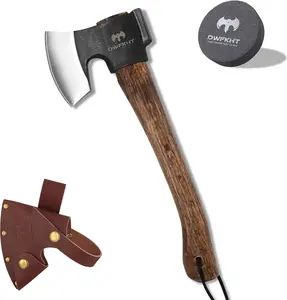 14.4" Hatchet, Camping Axe, Survival Axe with Sheath, Bushcraft Hatchet with 1065 Carbon Steel and Beech Handle for Wood Chopping – Perfect for Outdoor Survival and Adventures