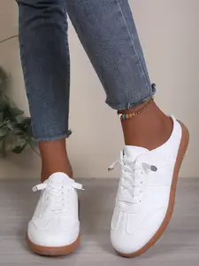 Women's 2026 Summer Vacation Essential Quilted Lace-Up Open Back Mule Sneakers, Slip-On Casual Footwear for Beach Strolls, Poolside & Everyday Summer Days