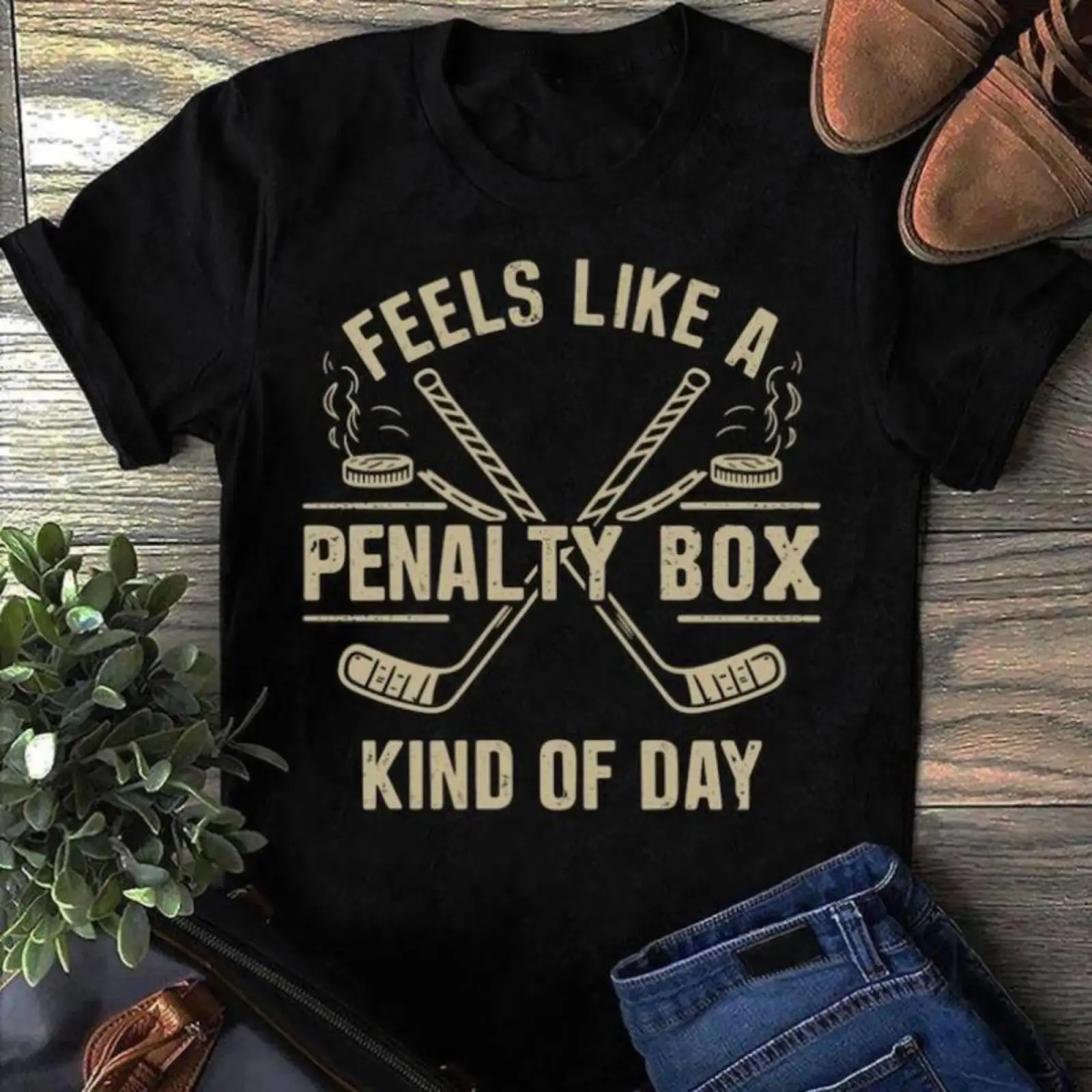 Women's Classic Round Neck Shortleeve T-Shirt - Unisex Hockey Fan Gift, Funny Pun Quote Design, Soft Breathable Cotton Fabric, Oversized Loose Fit, Casual Streetwear Summer Outfit
