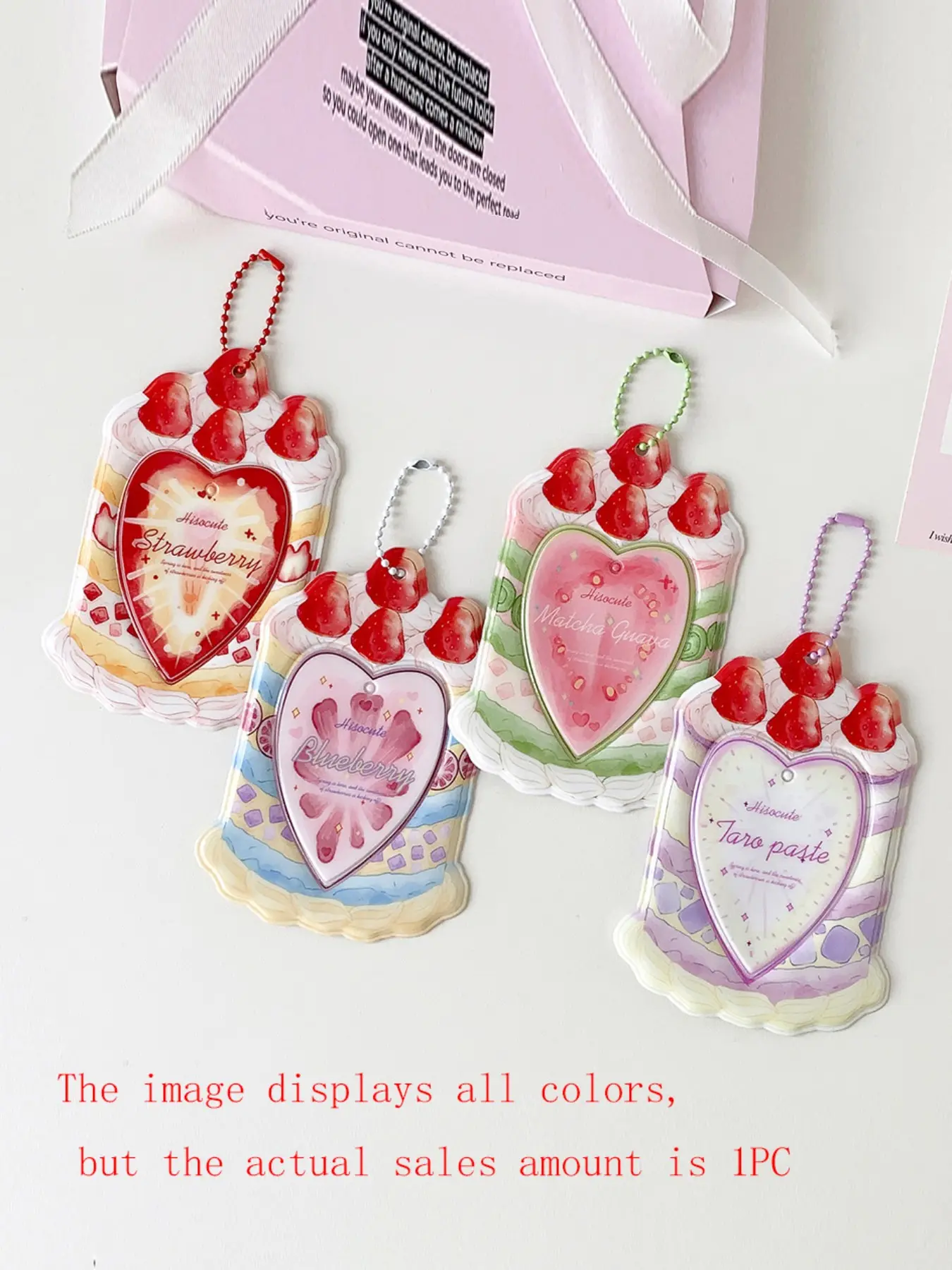 Strawberry Cake Card Case, Student Three-Inch Polaroid Storage Protector, Idol Small Card Display Case, Mini Pendant