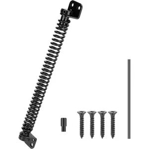12" Gate Spring Self Closing Outdoor Door Spring Automatic Gate Closure Hardware with Adjustable Tool for Wooden Vinyl Fence, Black Finish