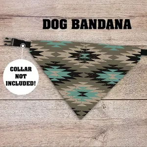 Distressed Aztec Dog Bandana - Over The Collar - Collar Not Included! Pet Accessories, Cat Bandana, Handmade, Gifts For Pets, Animal, Doggy, Puppy, Western, Punchy, Cowgirl, Cowboy, Desert